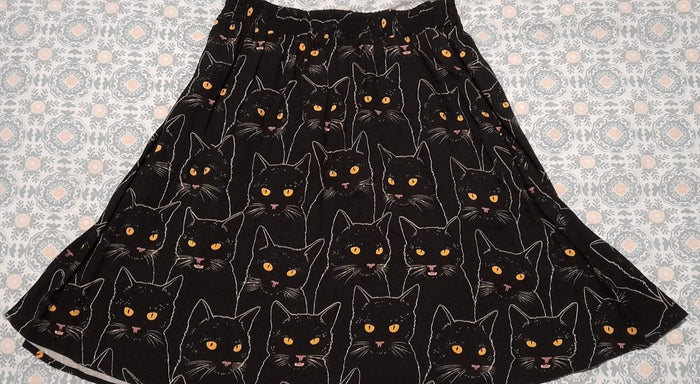 Black Cat Skater Skirt, sz 10-12