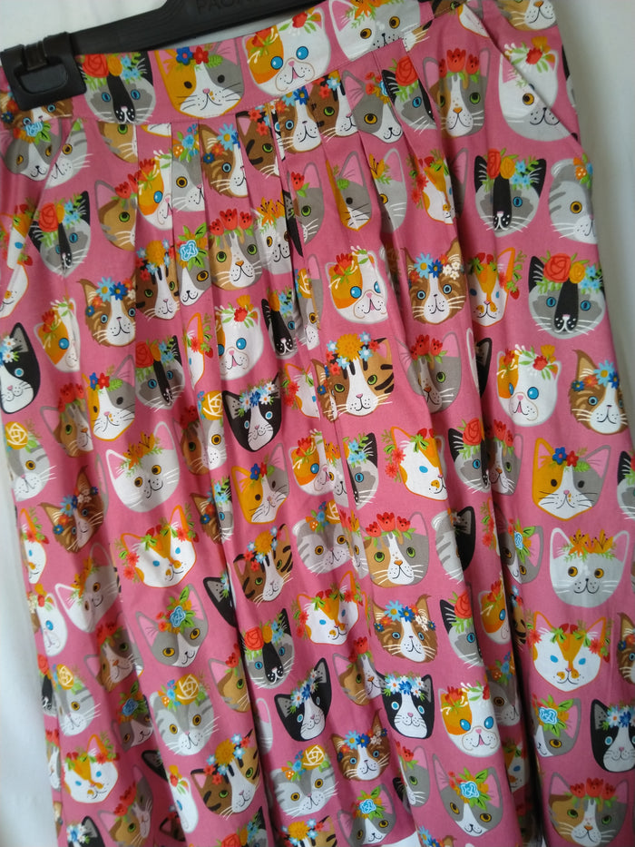 Pink Swishy Cat Skirt, sz 8