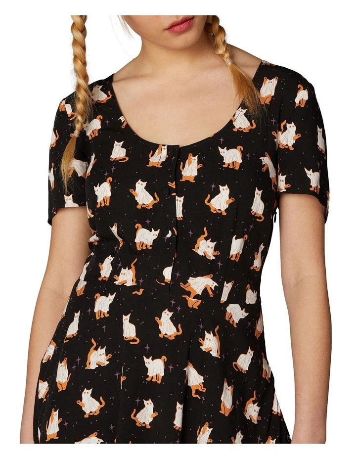 Spoooooky cat Dress, sz 10